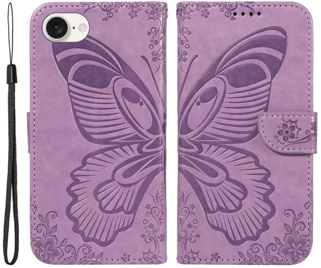 Selected Hoesje iPhone 16/17 Wallet Vlinder Kunstleer