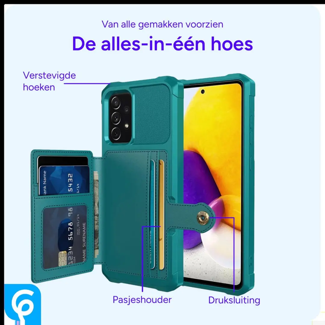 Selected Portemonnee Hoesje Samsung Galaxy A52 - Groen - 4 Pasjes