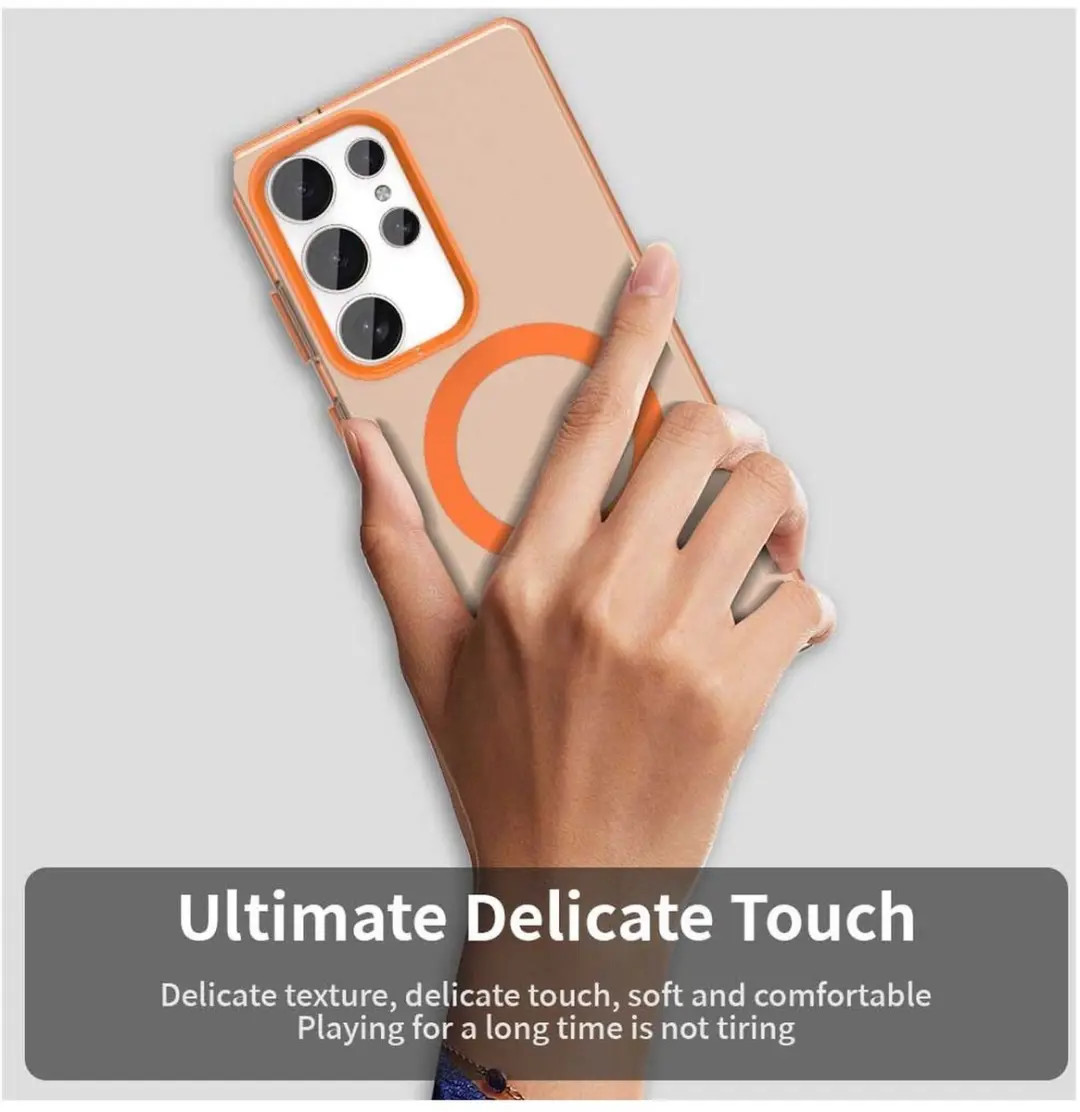 Selected MagSafe Backcover Hoesje Samsung Galaxy S25 Ultra - Oranje & Transparant