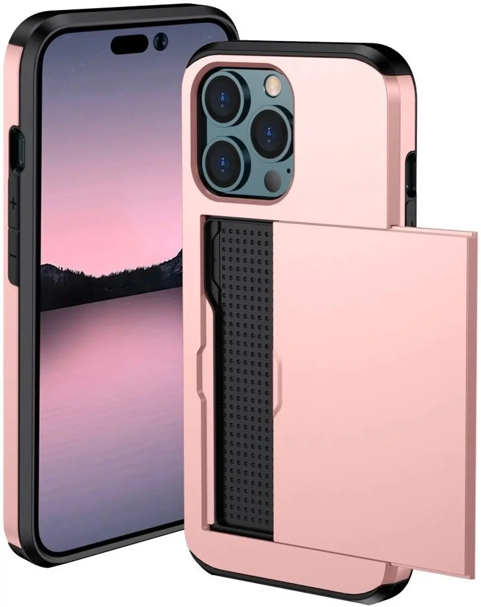 Selected by GSMpunt.nl iPhone 14 Pro Hoesje met Kaarthouder - Roze Goud