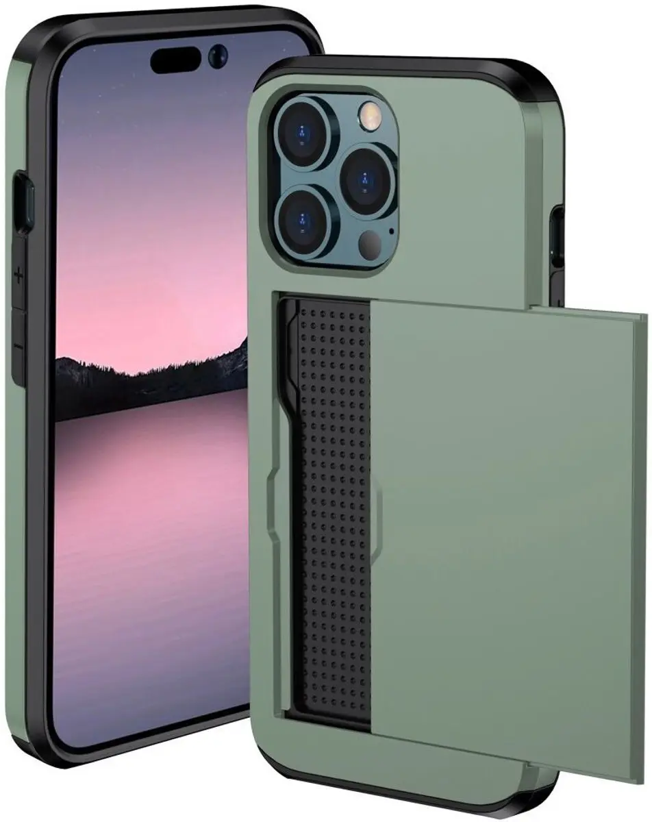 Selected Hoesje iPhone 15 Pro Max - Groen - 2 Pasjes