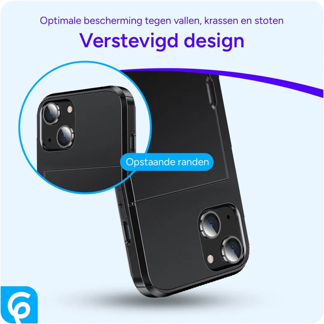 Selected Hoesje iPhone 15 Kaarthouder Slider - 2 Pasjes - Zwart
