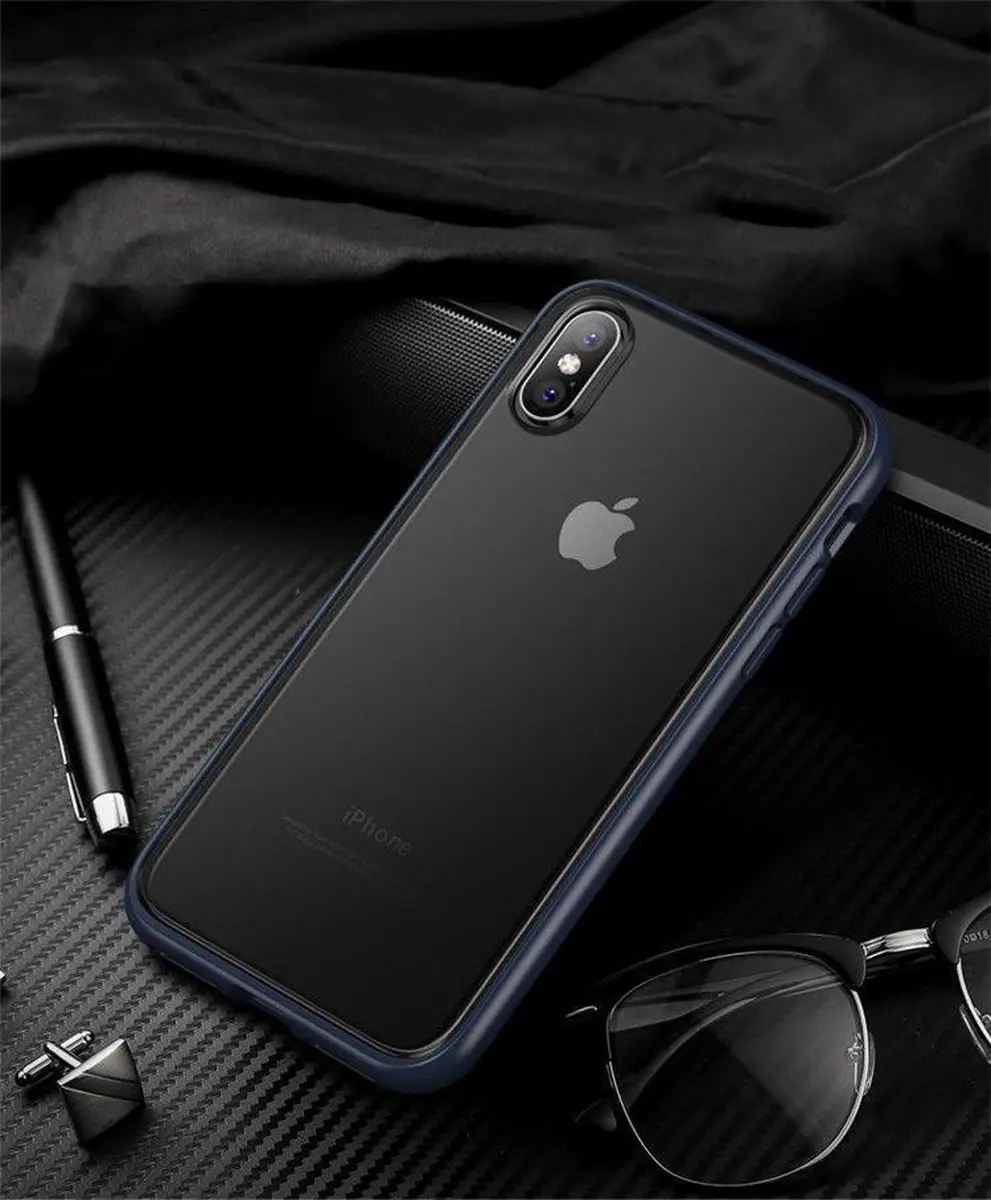 Selected Back Cover Hoesje iPhone XS - Transparant - Zwart/Blauw