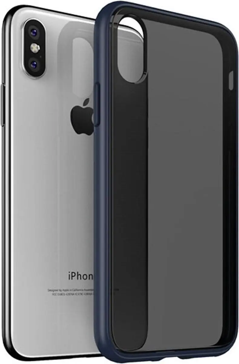 Selected Back Cover Hoesje iPhone XS - Transparant - Zwart/Blauw