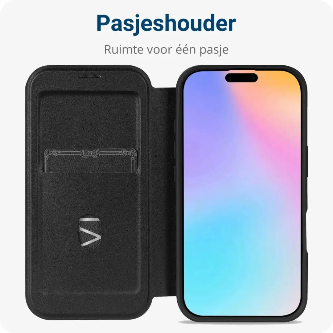 Selected Portemonnee Hoesje iPhone 16 - MagSafe - 1 Pasje - Zwart/Transparant