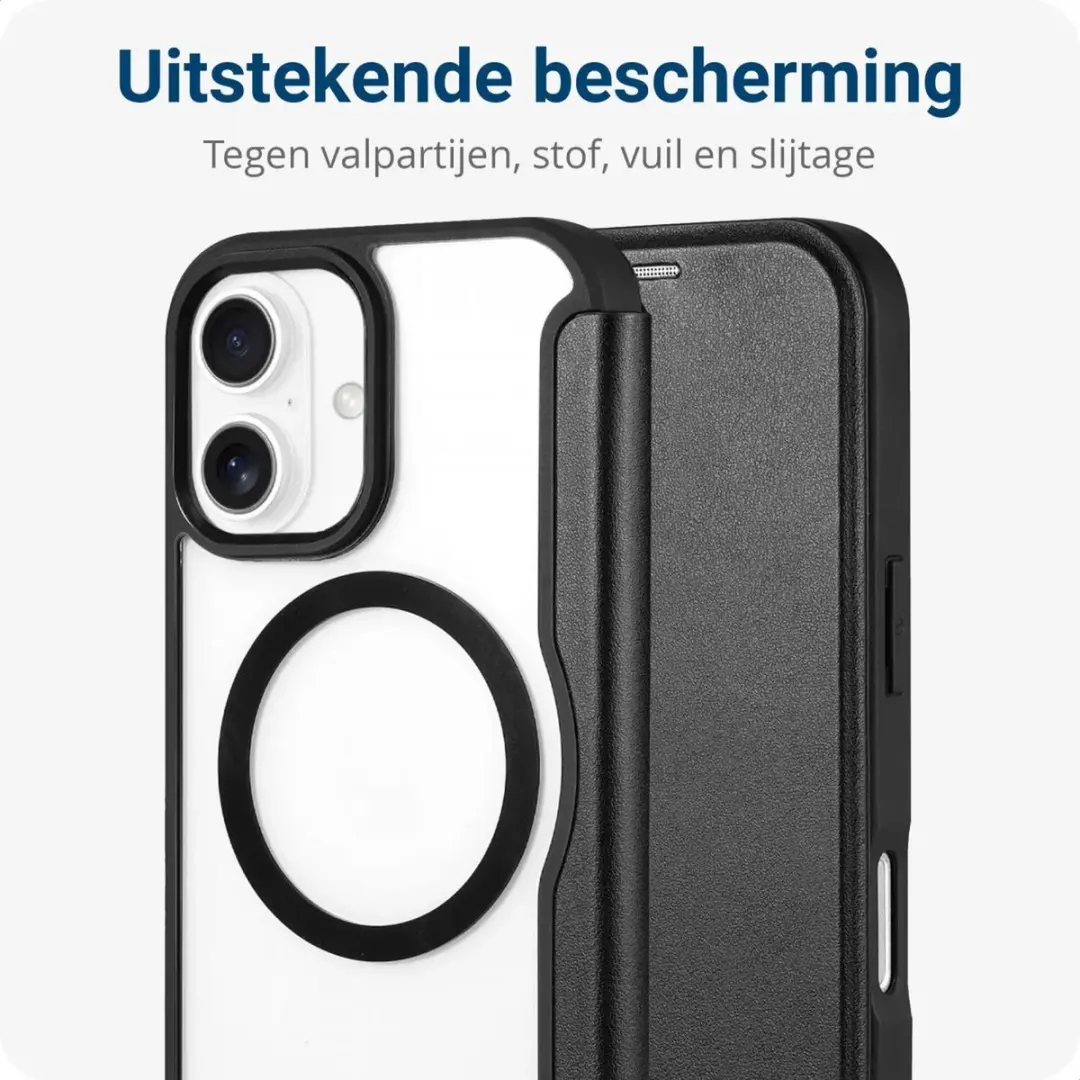 Selected Portemonnee Hoesje iPhone 16 - MagSafe - 1 Pasje - Zwart/Transparant