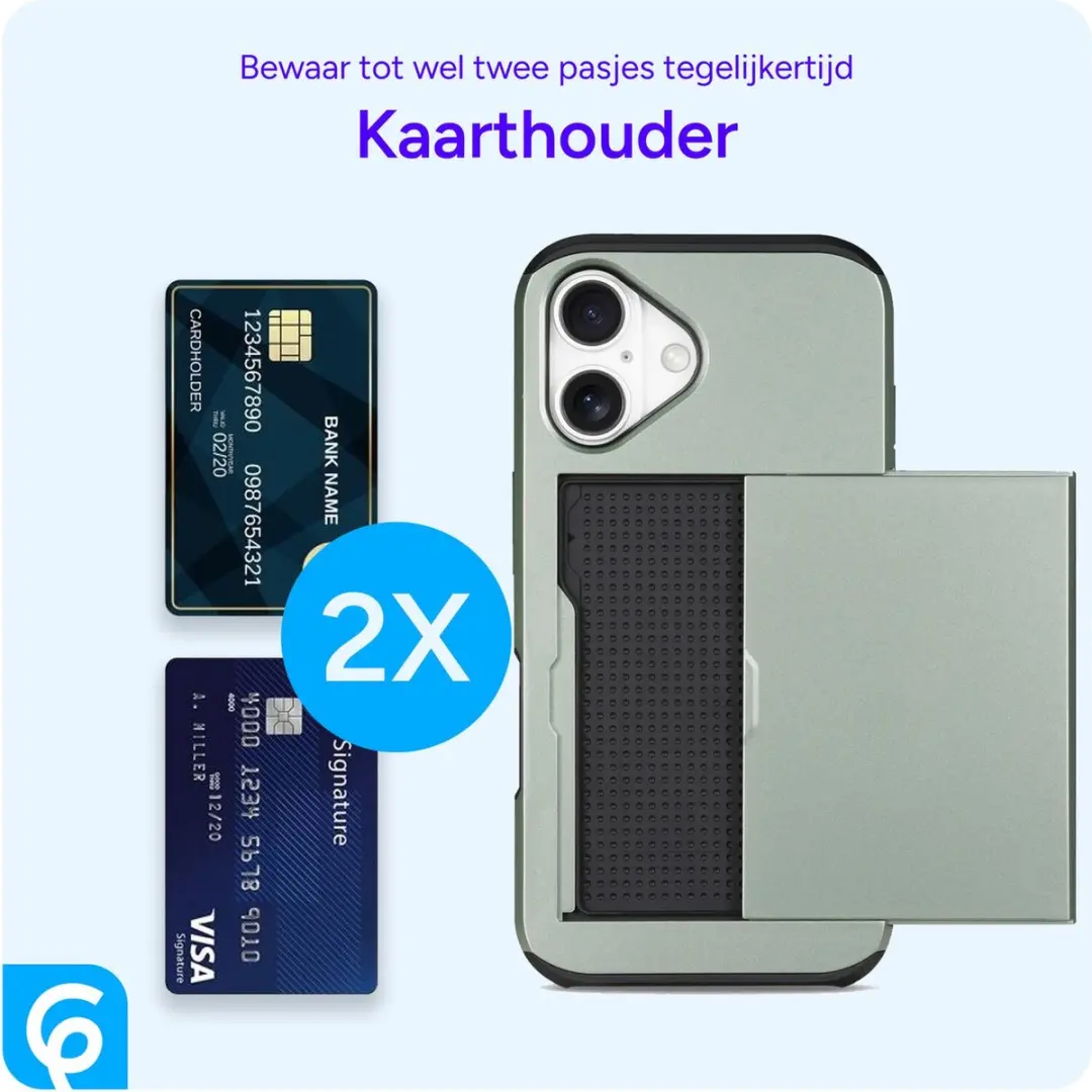 Selected Hoesje iPhone 17 Kaarthouder Groen - 2 Pasjes