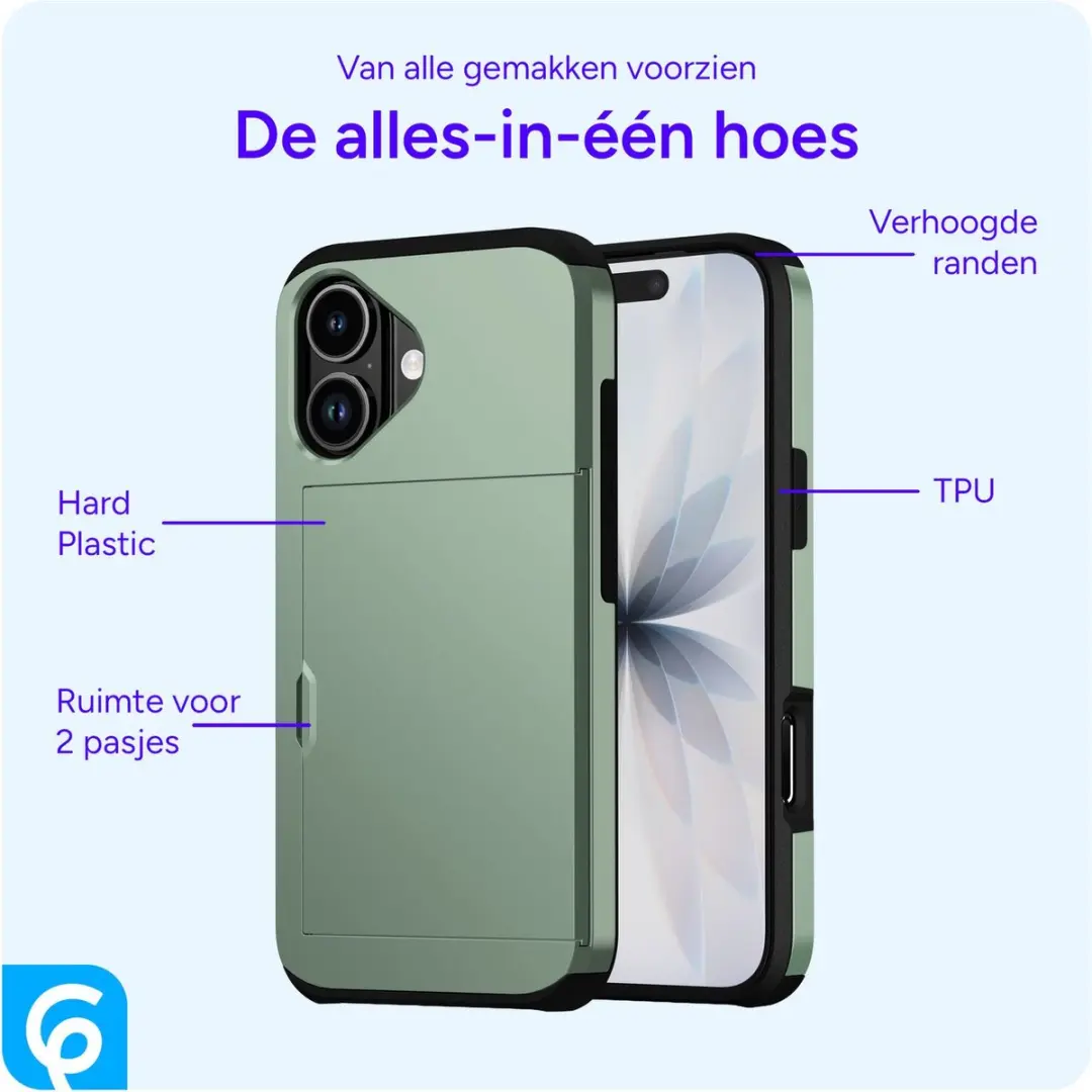 Selected Hoesje iPhone 17 Kaarthouder Groen - 2 Pasjes