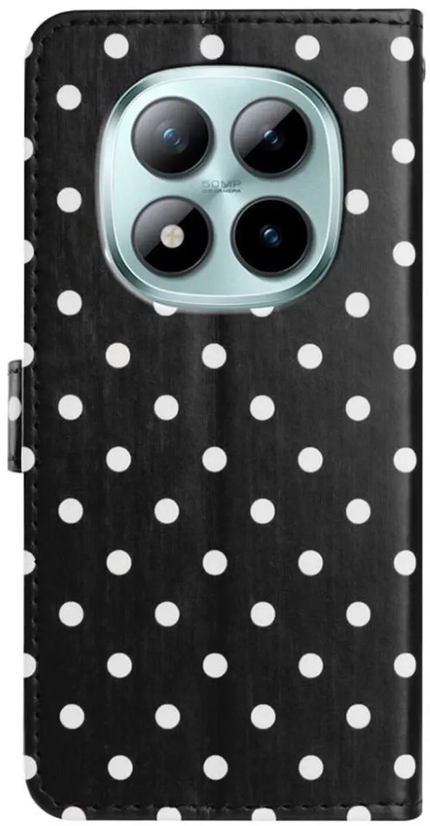 Selected Hoesje Xiaomi Redmi Note 13 Pro Polka Dot Wallet - 3 Pasjes - Zwart