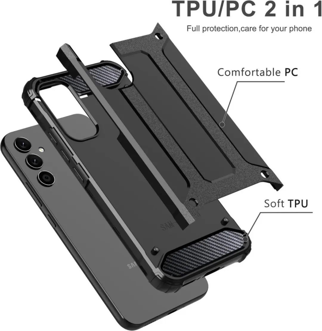 Selected Hoesje Samsung Galaxy A34 Hybride Back Cover - Zwart