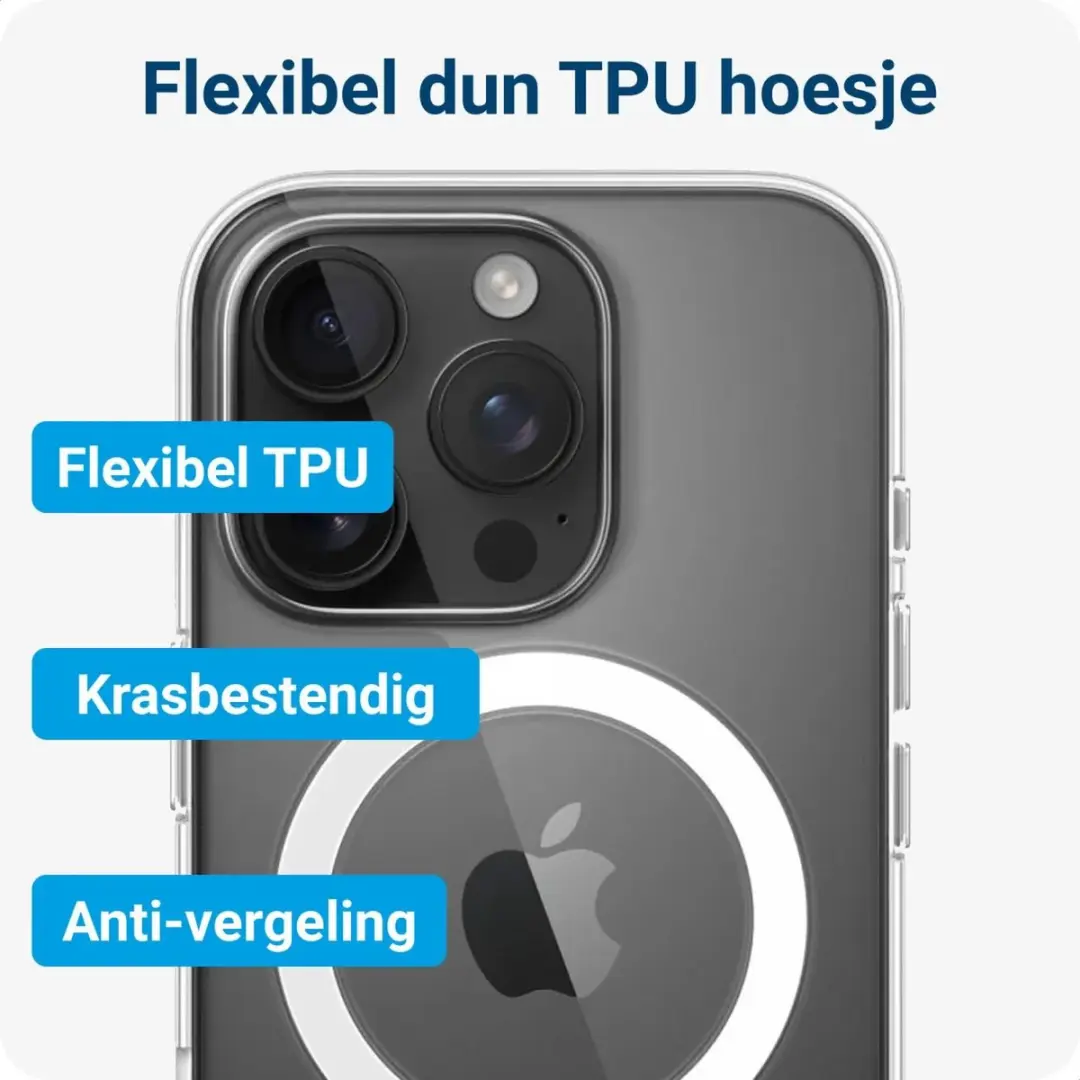 Selected iPhone 16 Pro Max Hoesje + Scherm & Lensbeschermer - Transparant