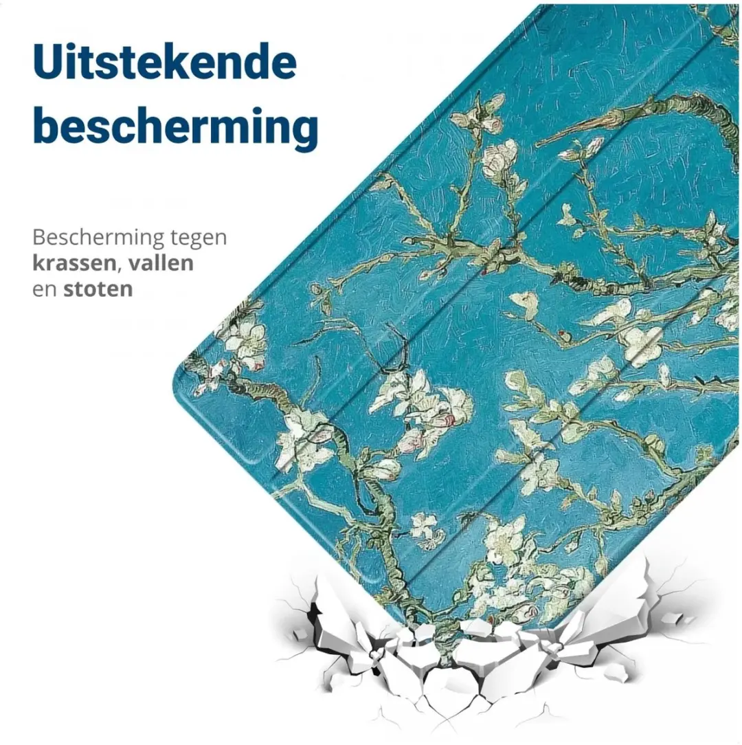 Selected by GSMpunt Samsung Galaxy Tab A11 Book Case - Tri-fold Kunstleder - Blauw/Blossom