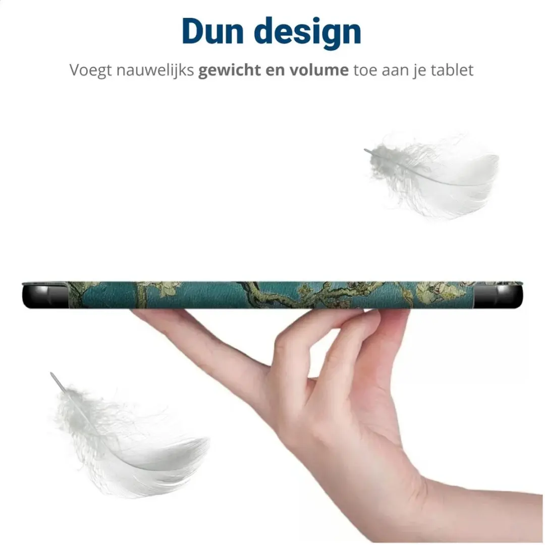 Selected by GSMpunt Samsung Galaxy Tab A11 Book Case - Tri-fold Kunstleder - Blauw/Blossom