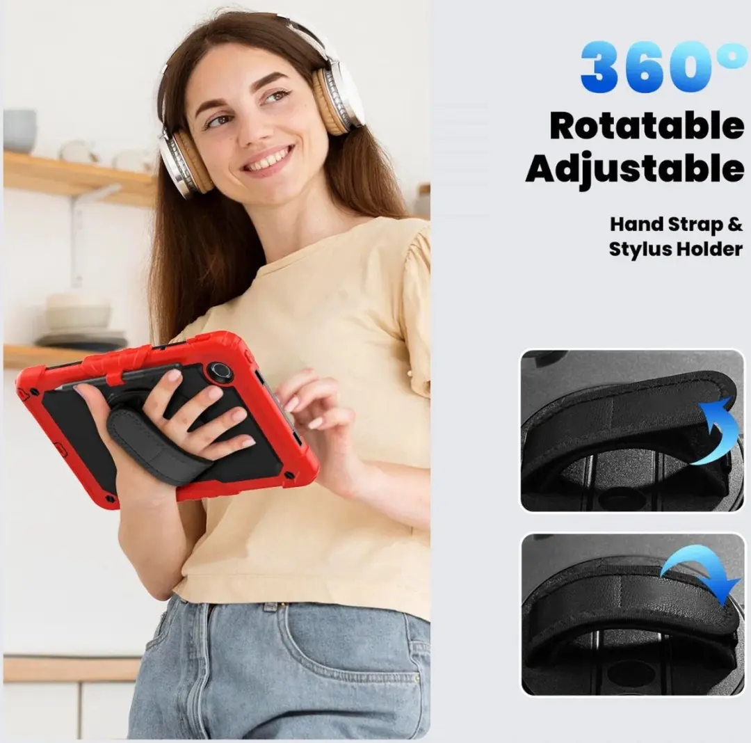 Selected Hoes Lenovo Tab M11 Rood - met Screenprotector & 360° Handriem