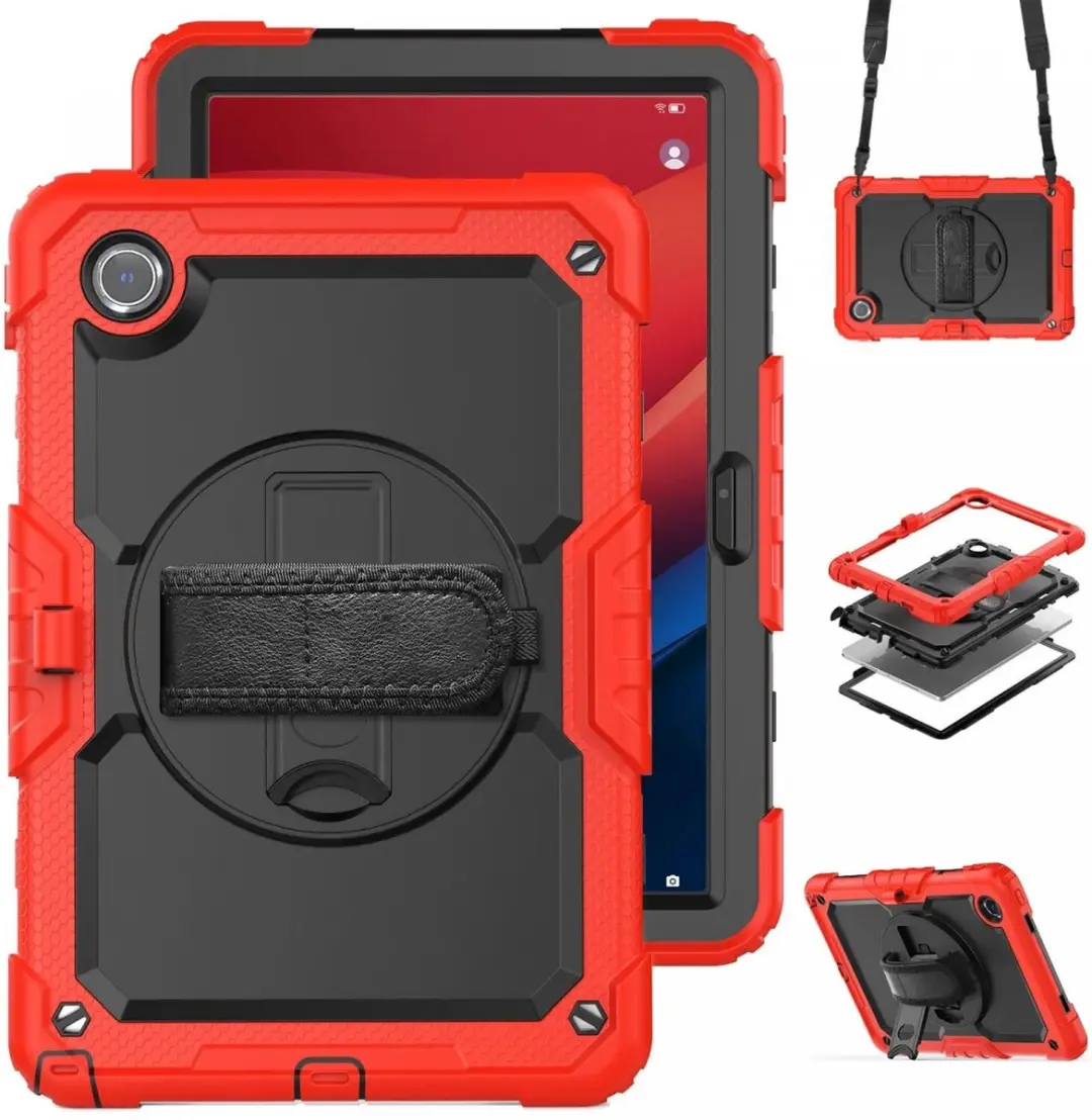 Selected Hoes Lenovo Tab M11 Rood - met Screenprotector & 360° Handriem