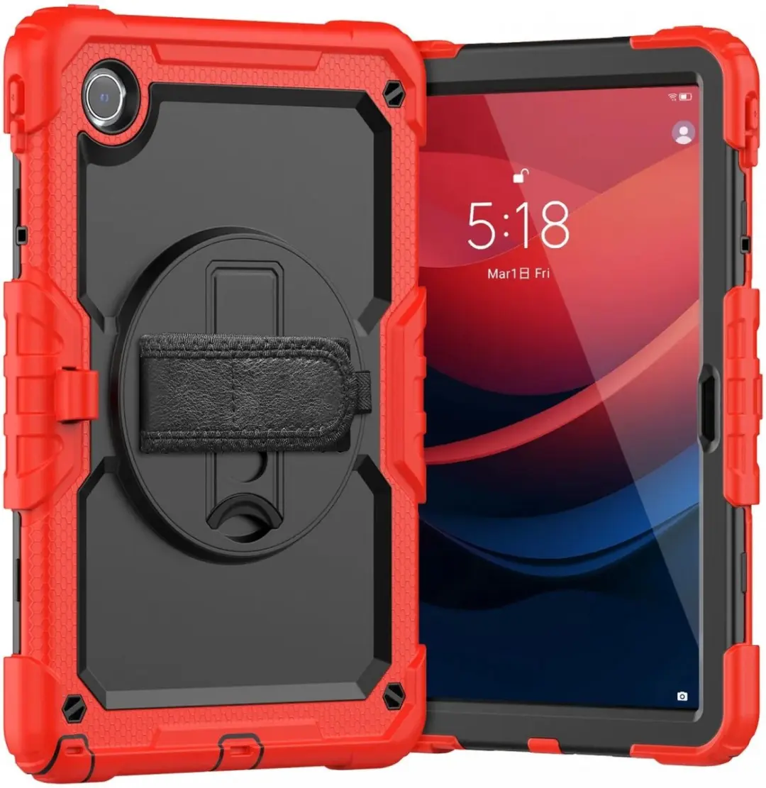 Selected Hoes Lenovo Tab M11 Rood - met Screenprotector & 360° Handriem