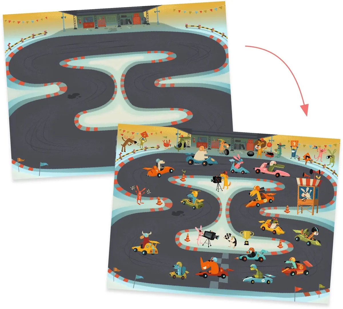 Djeco Asphalte Decalcomanie Transferset - 6 Spelers - Multicolor - afbeelding 3 van 4
