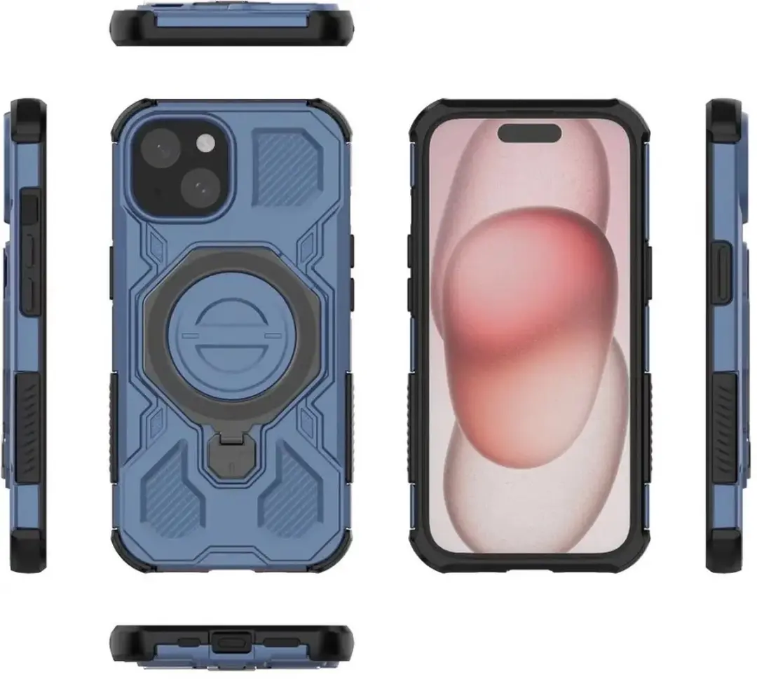 Selected by GSMpunt.nl iPhone 15 Hoesje Blauw - MagSafe Kickstand