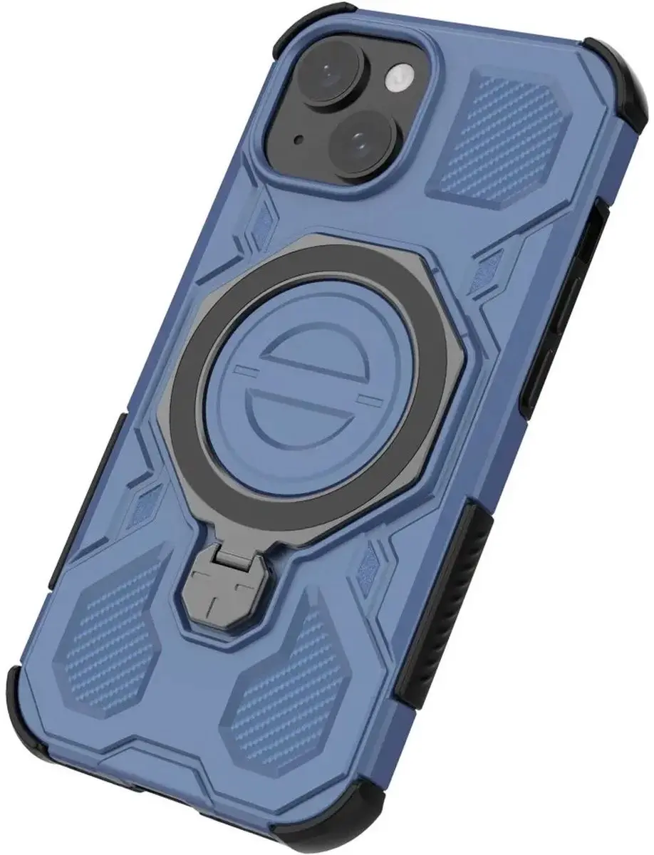 Selected by GSMpunt.nl iPhone 15 Hoesje Blauw - MagSafe Kickstand - afbeelding 6 van 6
