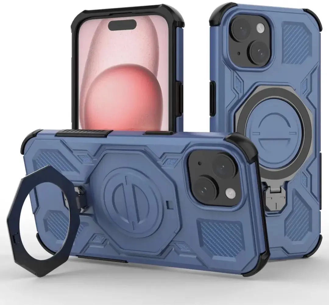Selected by GSMpunt.nl iPhone 15 Hoesje Blauw - MagSafe Kickstand