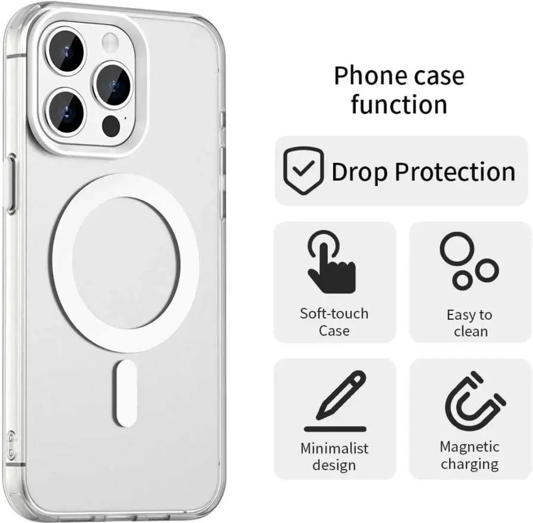 Selected Backcover Hoesje iPhone 15 Pro MagSafe - Wit & Transparant - afbeelding 6 van 6