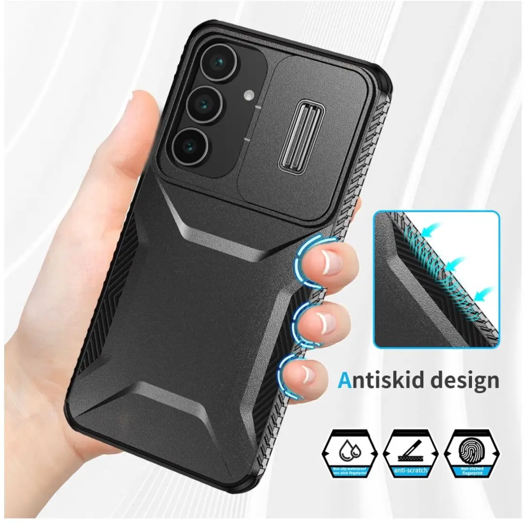 Selected Hoesje Samsung Galaxy S25 FE Back Cover Camera Slider - Zwart