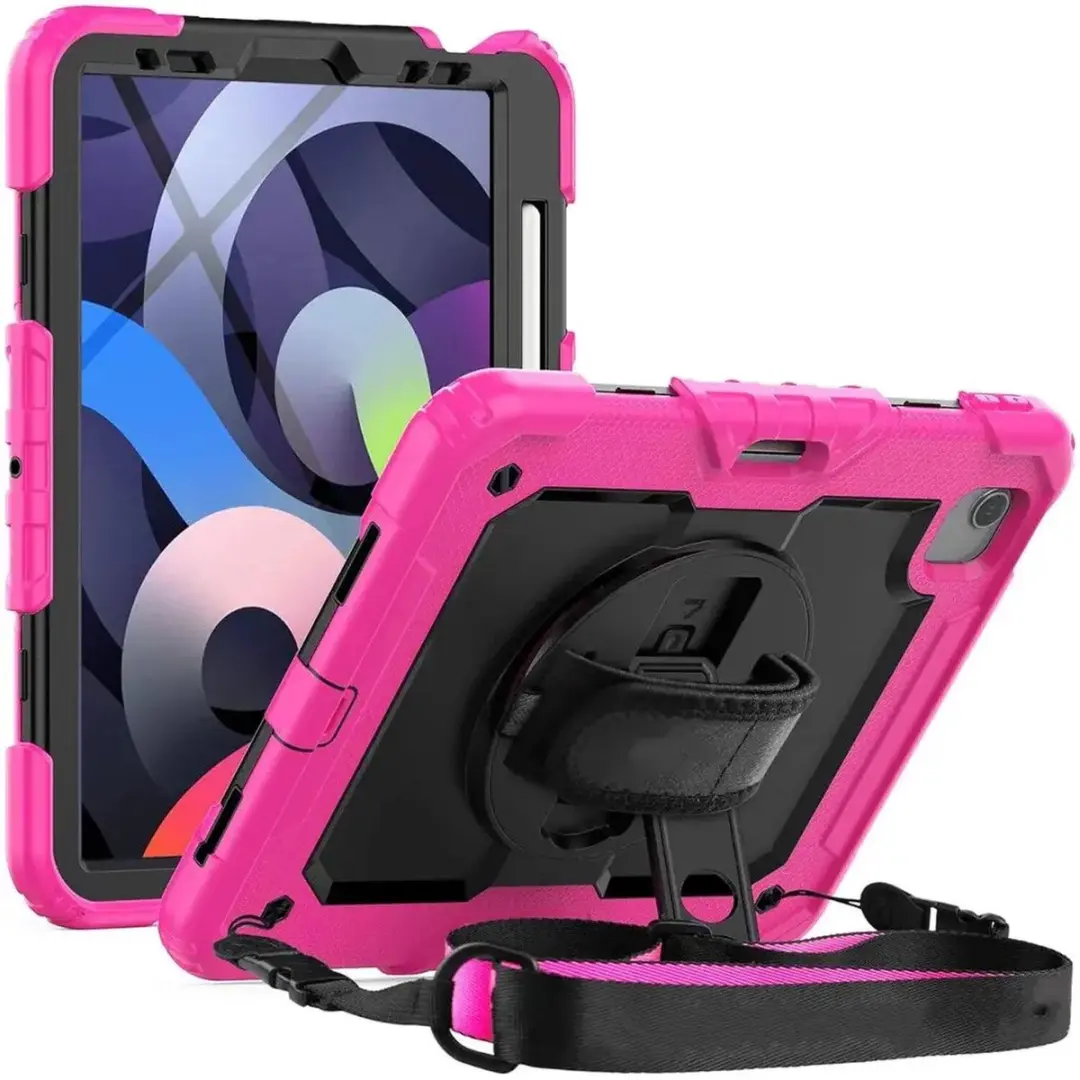 Selected Hoes met Screenprotector iPad Air 10.9 Roze - 360° Handriem