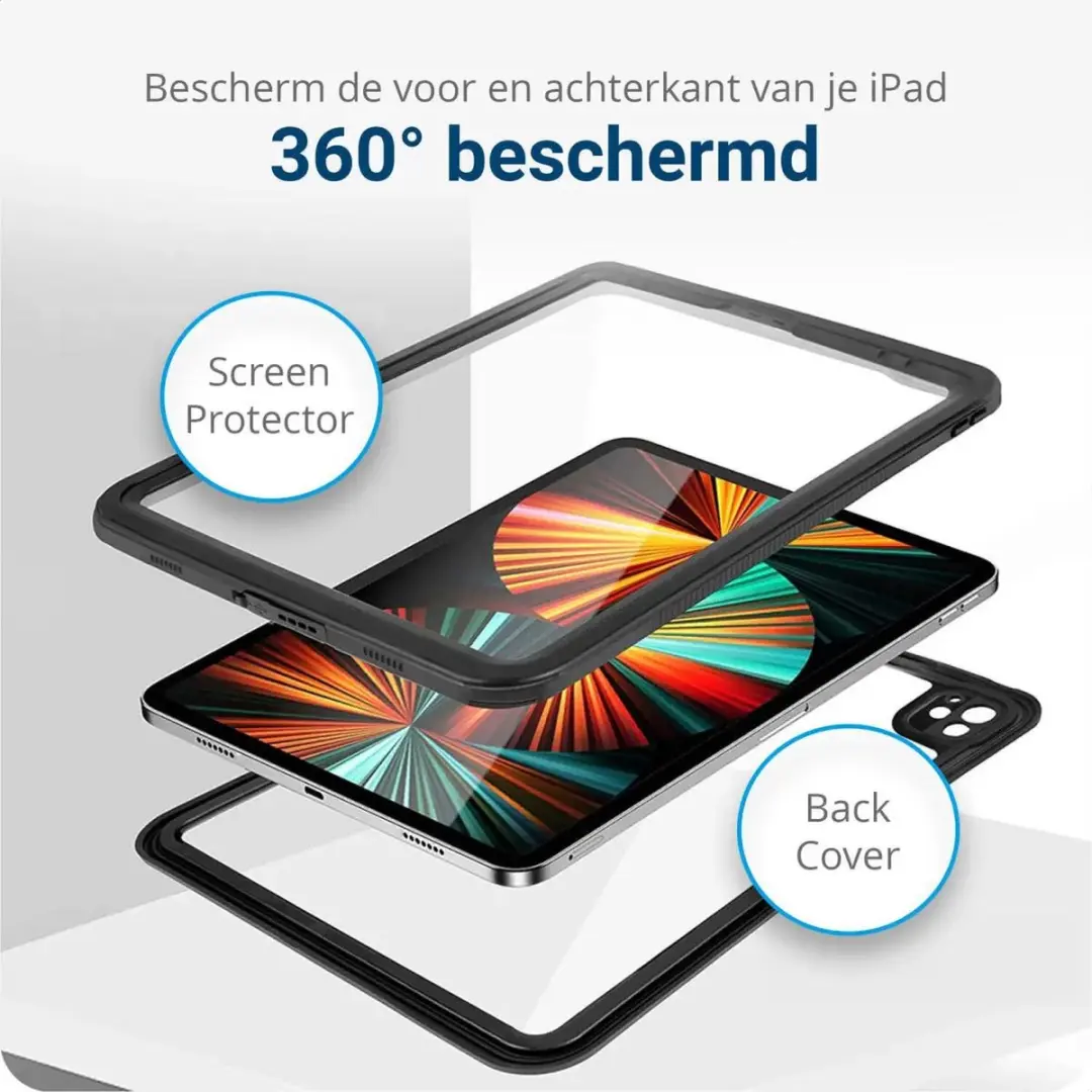 Selected Full Protect Cover iPad Pro 12.9 2021/2022 Hoes - IP68 Zwart