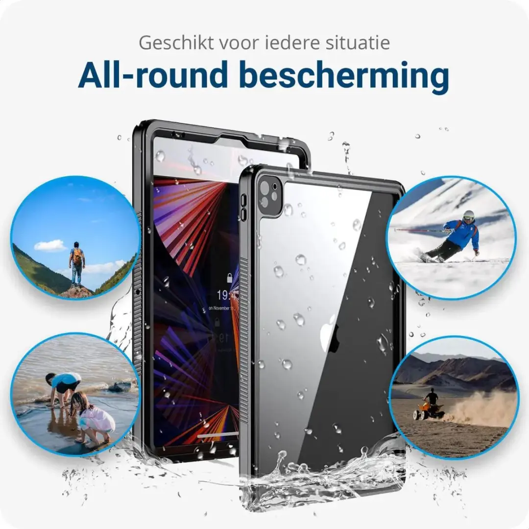 Selected Full Protect Cover iPad Pro 12.9 2021/2022 Hoes - IP68 Zwart