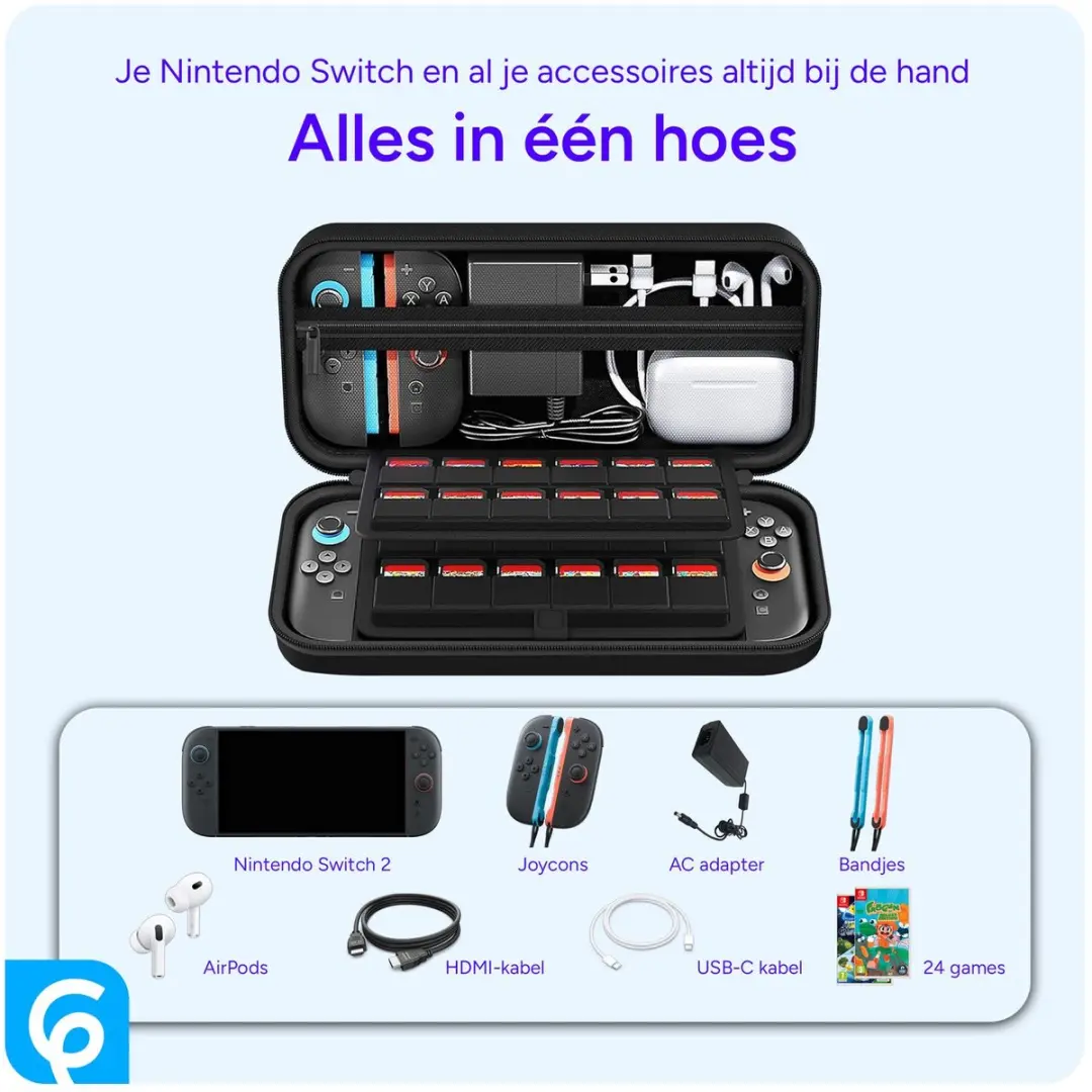 Selected by GSMpunt Nintendo Switch 2 Hoesje - 24 Gamecards & Accessoires - Zwart