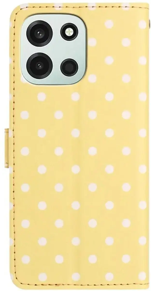 Selected OnePlus Nord 6 Hoesje Geel - Polka Dot Wallet Book - 3 Pasjes