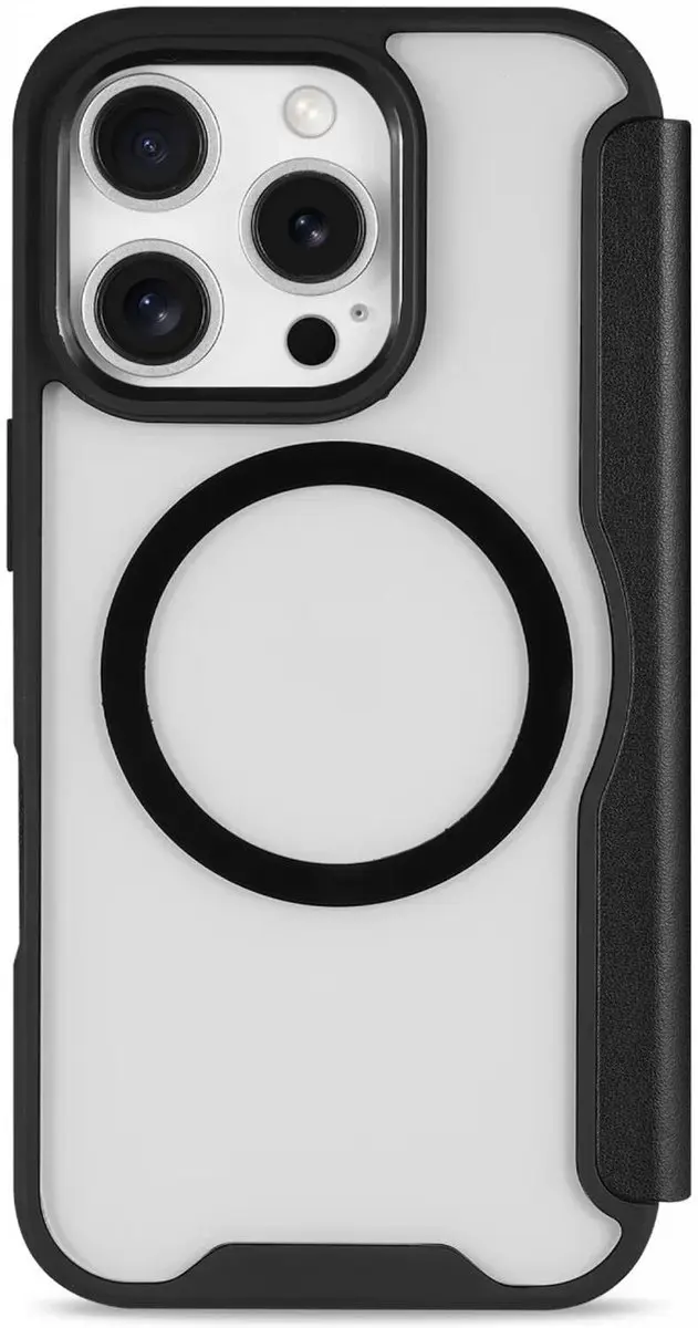 Selected Portemonnee Hoesje iPhone 16 Pro Max - MagSafe - 1 Pasje - Zwart/Transparant