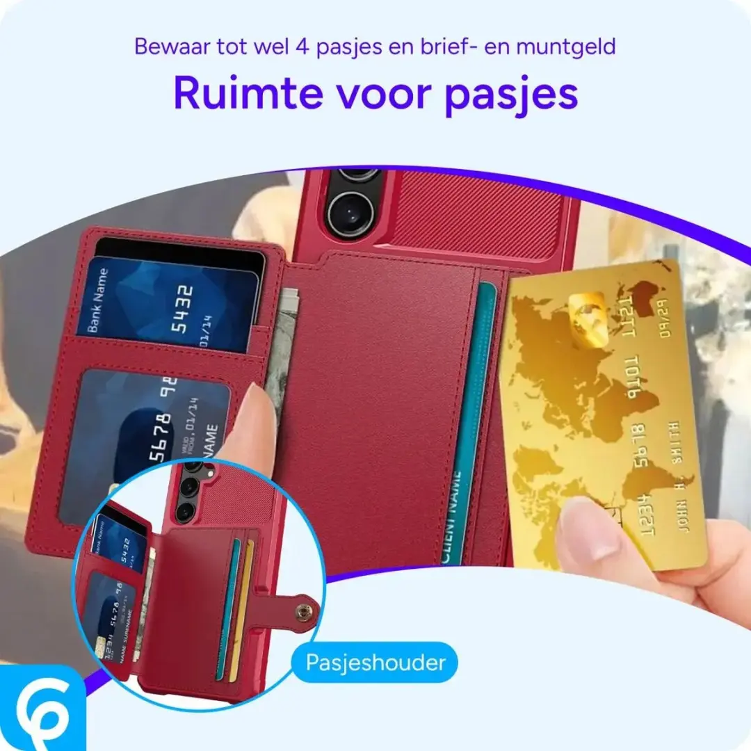 Selected Portemonnee Hoesje Samsung Galaxy S25 Plus - Rood - 4 Pasjes