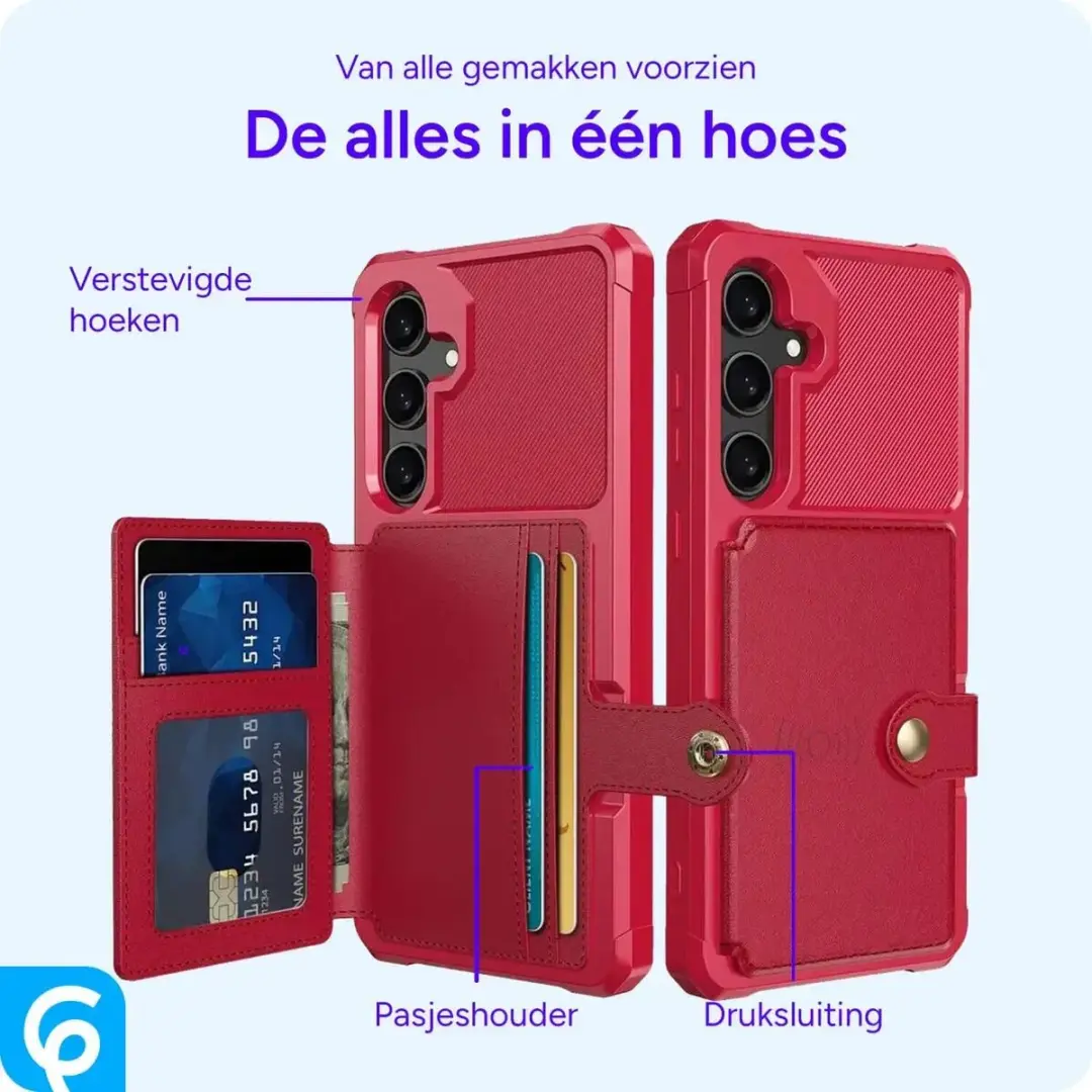 Selected Portemonnee Hoesje Samsung Galaxy S25 Plus - Rood - 4 Pasjes
