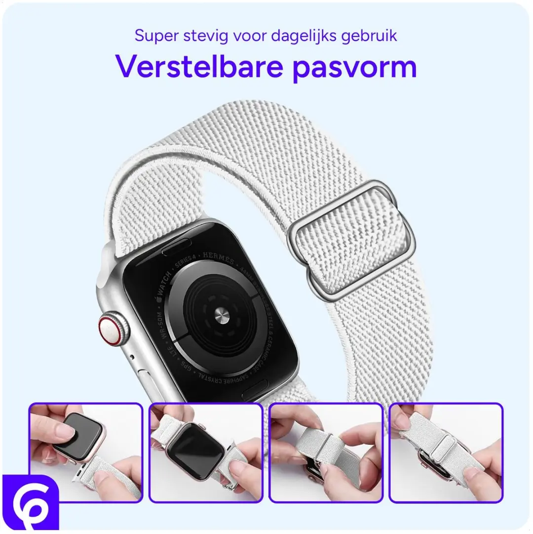 Selected SBG Nylon Horlogebandje Apple Watch - 38/40/42mm Wit - afbeelding 6 van 6