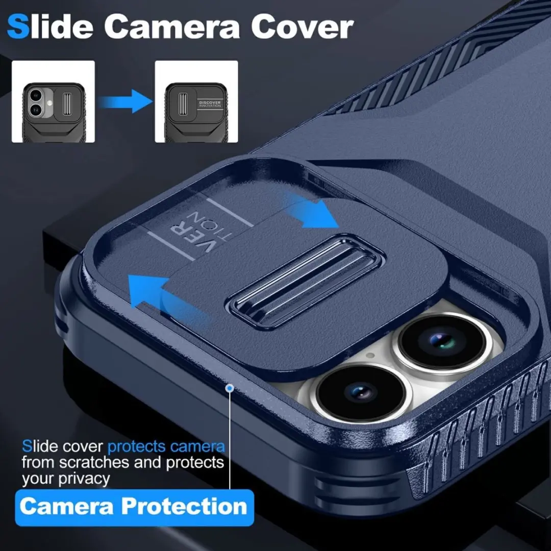 Selected by GSMpunt.nl iPhone 17 Hoesje Blauw - Camera Slider