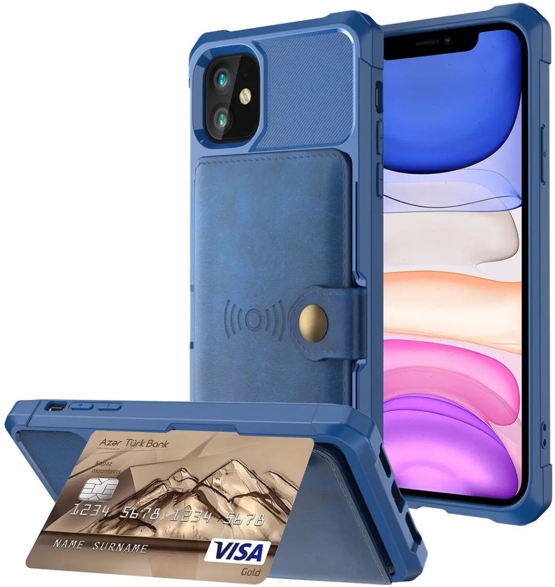 Selected Portemonnee Hoesje iPhone 11 - Blauw - 4 Pasjes - afbeelding 6 van 6
