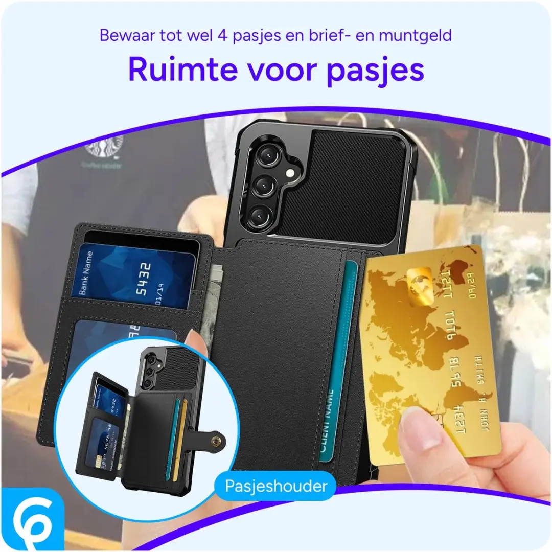 Selected Portemonnee Hoesje Samsung Galaxy A17 - 4 Pasjes - Zwart