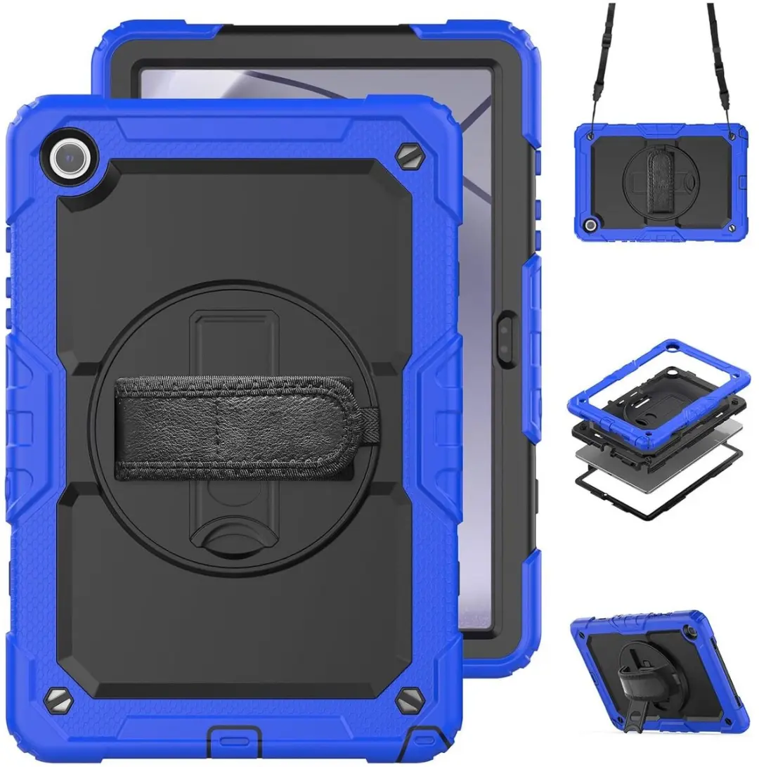 Selected Hoes Samsung Galaxy Tab A11 Plus - Blauw - 360° Draaibare Handriem