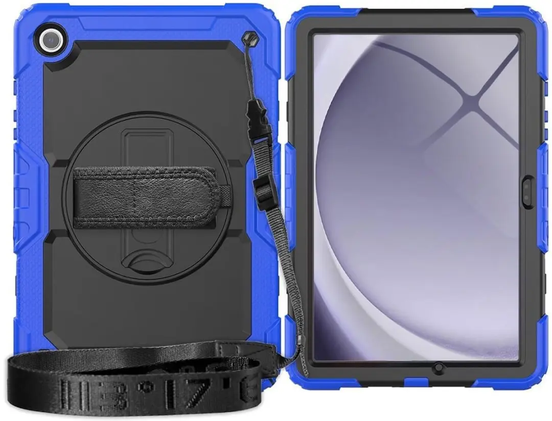 Selected Hoes Samsung Galaxy Tab A11 Plus - Blauw - 360° Draaibare Handriem
