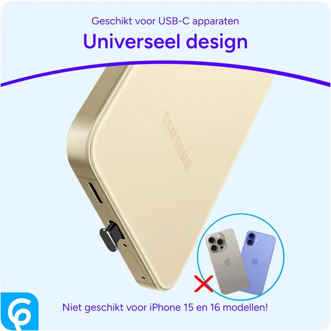 Selected USB-C Stofdichte Plug - 2 Stuks - Zwart
