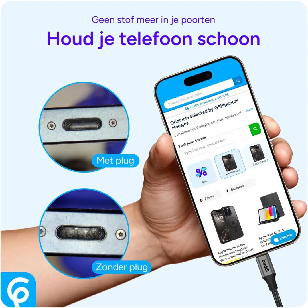 Selected USB-C Stofdichte Plug - 2 Stuks - Zwart