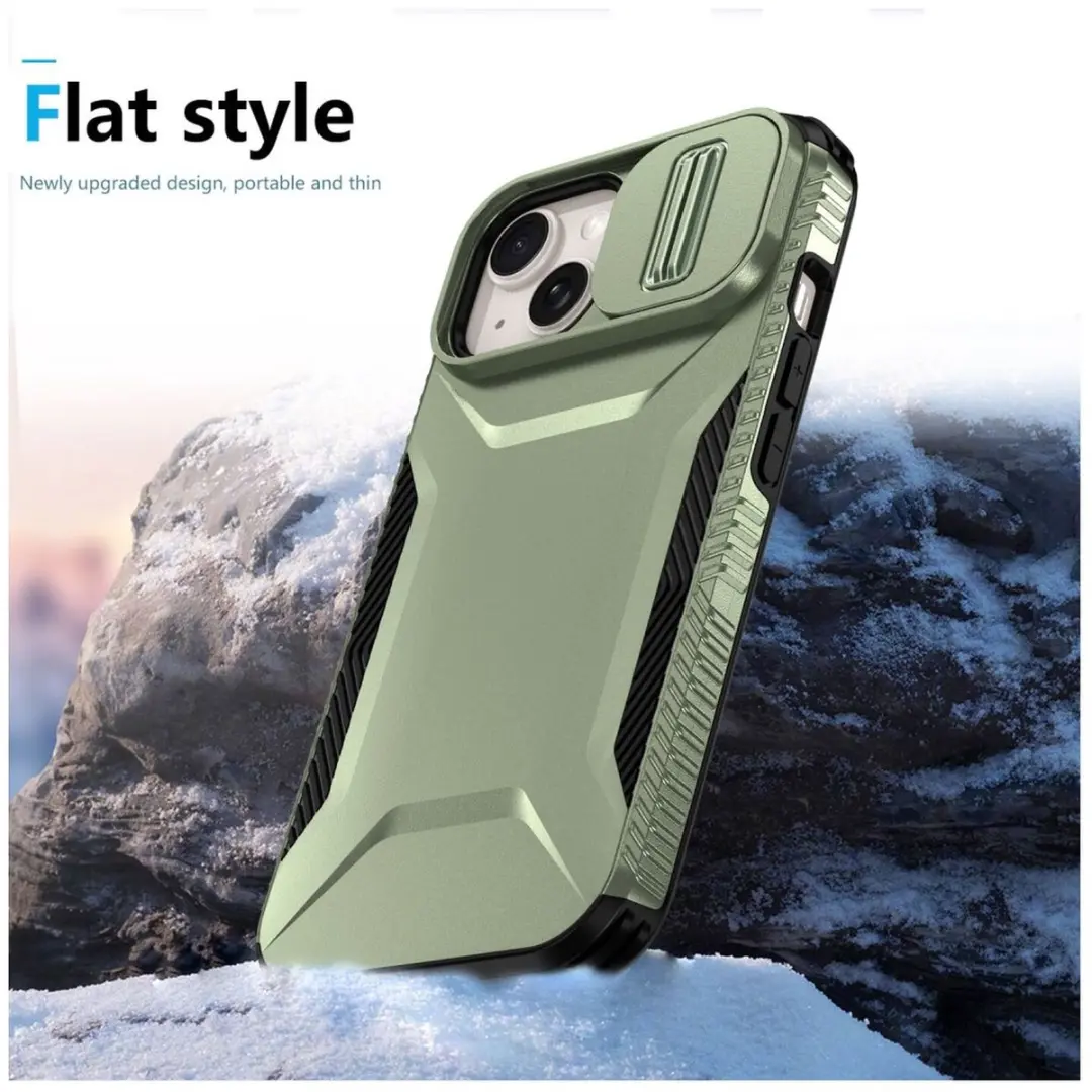 Selected by GSMpunt.nl iPhone 15 Hoesje Groen - Camera Slider