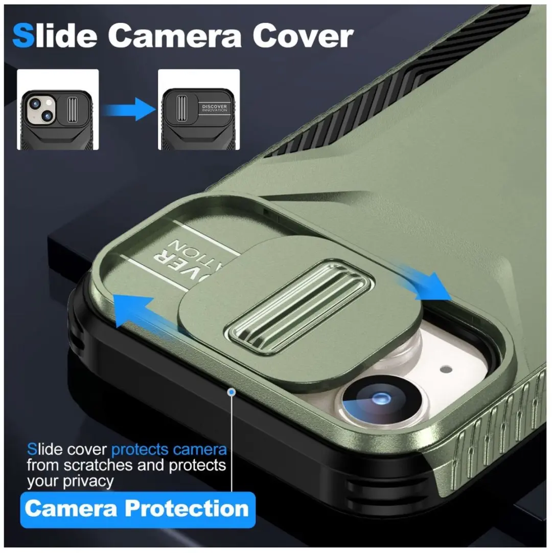Selected by GSMpunt.nl iPhone 15 Hoesje Groen - Camera Slider
