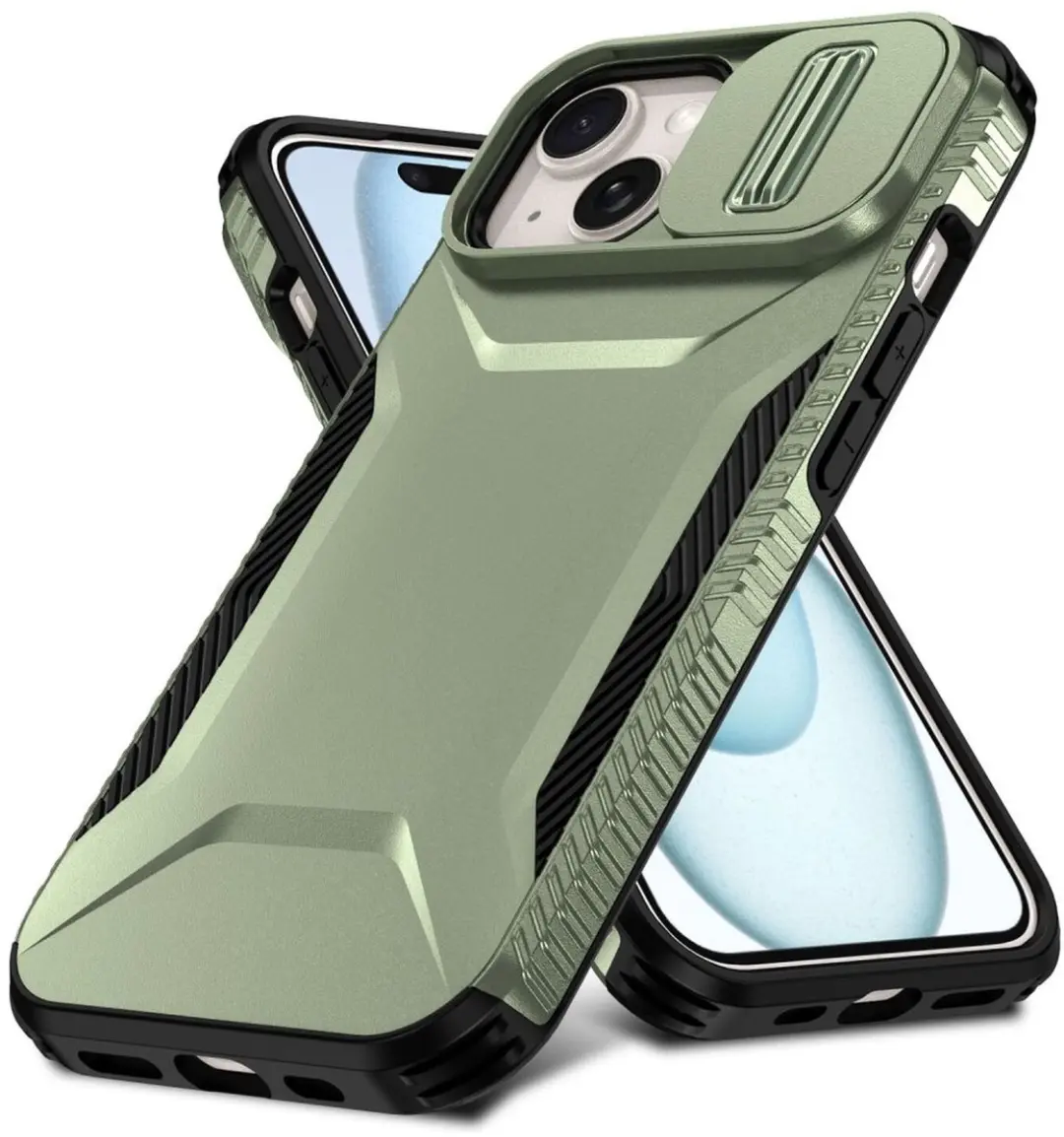 Selected by GSMpunt.nl iPhone 15 Hoesje Groen - Camera Slider