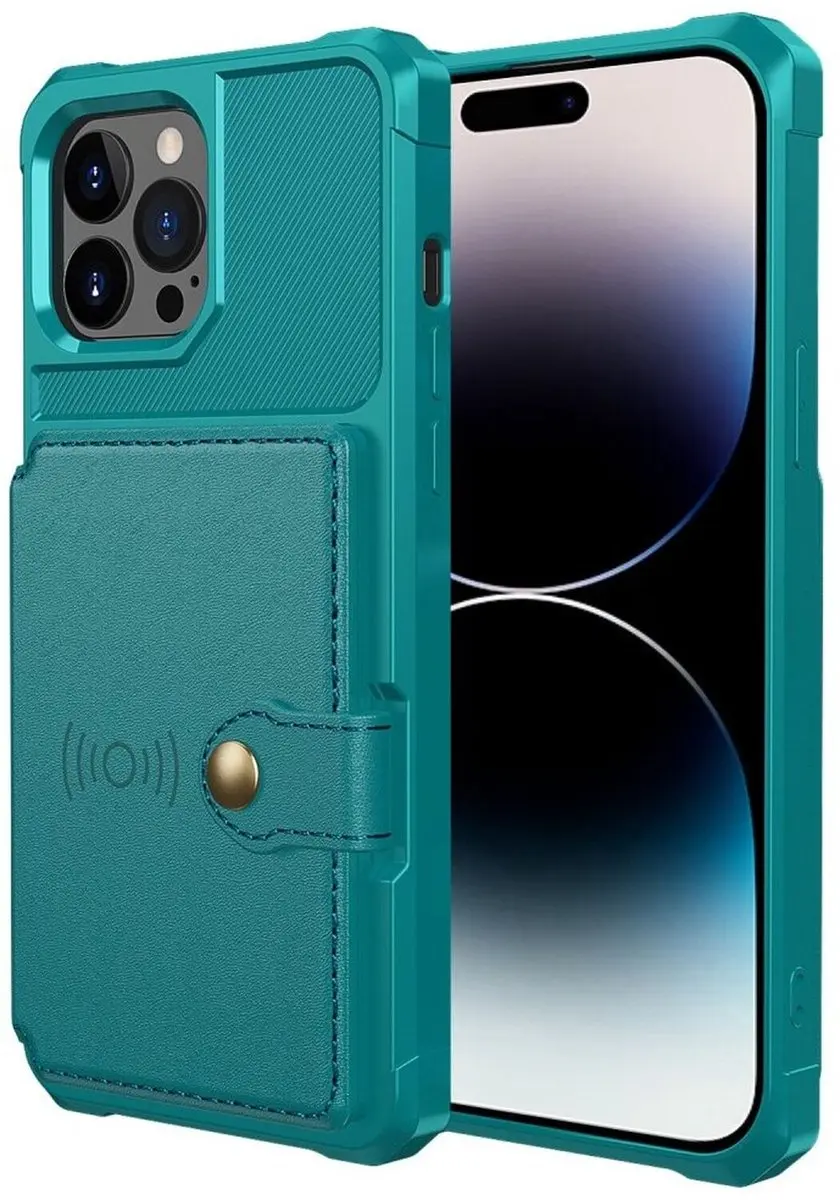 Selected Portemonnee Hoesje iPhone 14 Pro Max - Groen - 4 Pasjes
