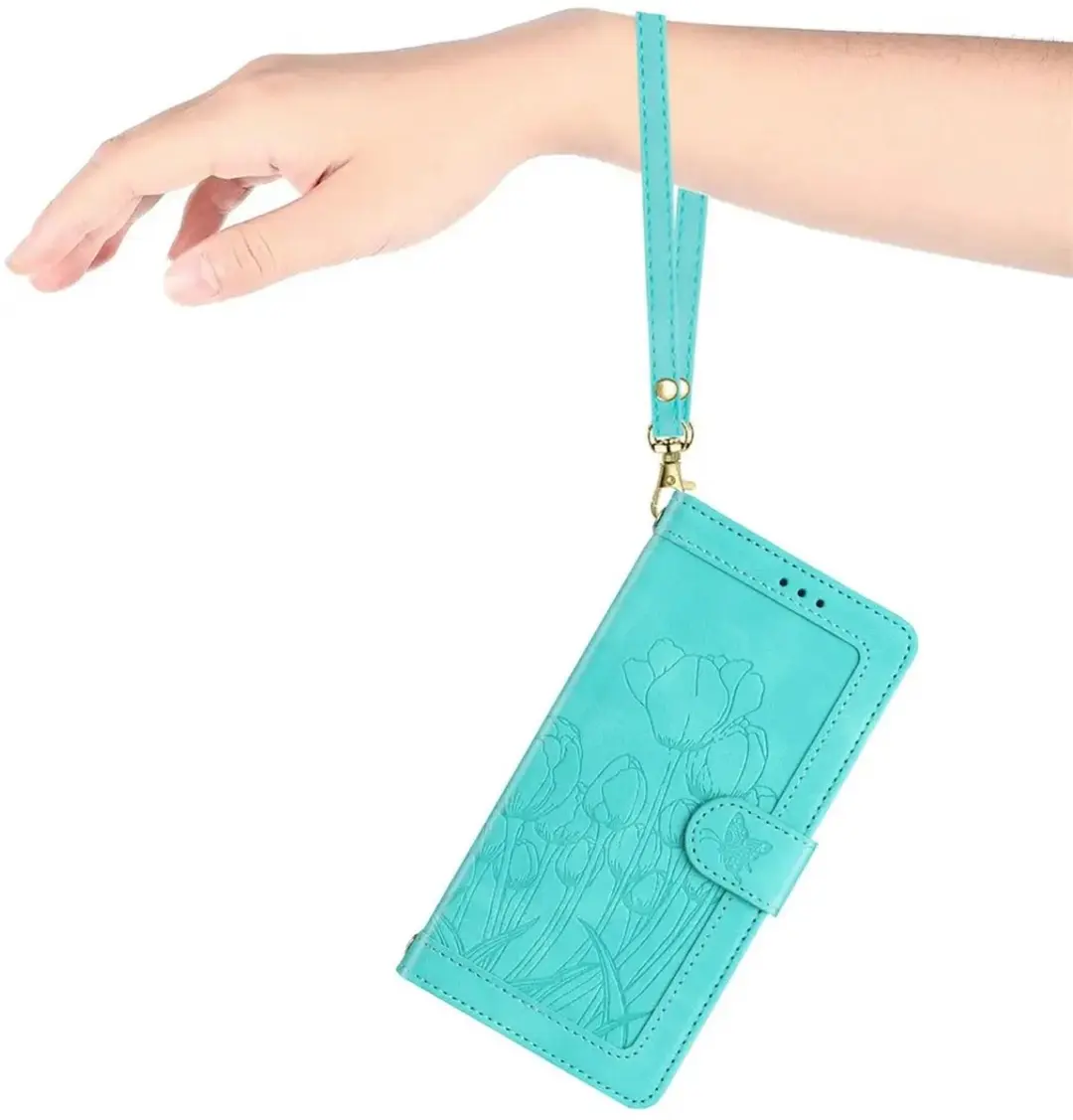 Selected Hoesje Samsung Galaxy A57 Portemonnee Tulpen Book Case - Groen