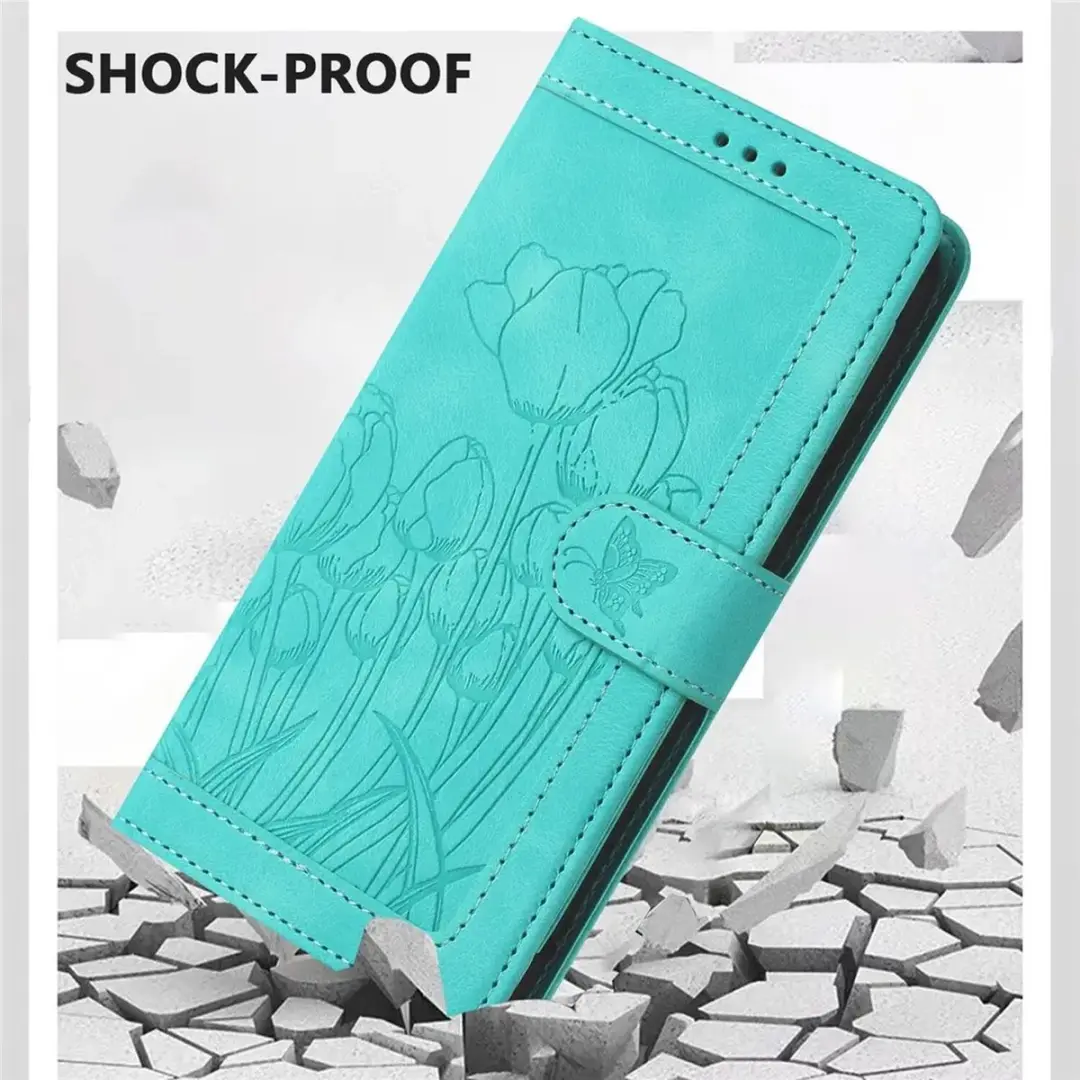 Selected Hoesje Samsung Galaxy A57 Portemonnee Tulpen Book Case - Groen