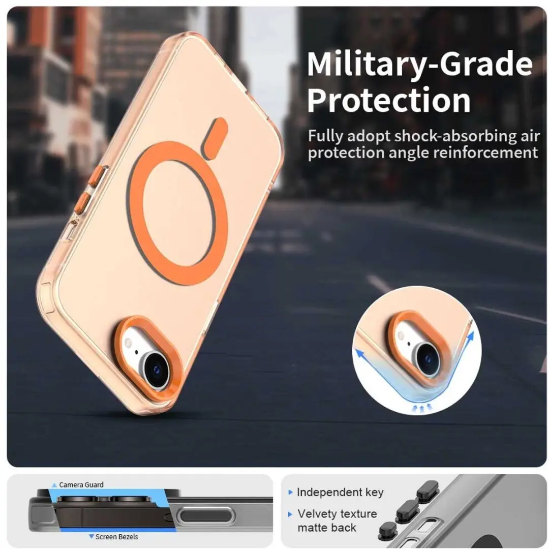 Selected MagSafe Backcover iPhone 16/17 - Oranje & Transparant