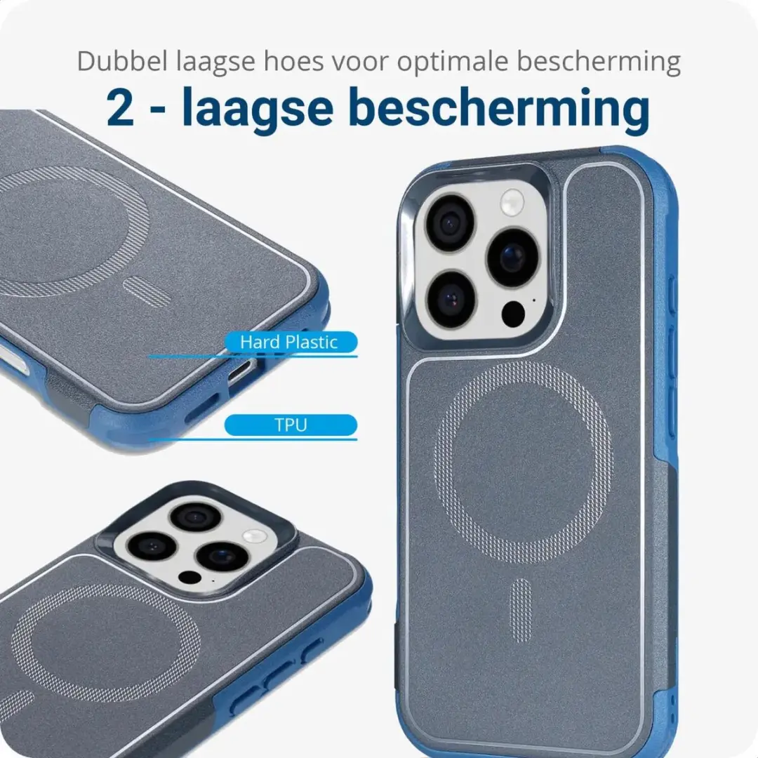 Selected Hoesje iPhone 16 Pro Max MagSafe Blauw - Dual-Layer Hybride